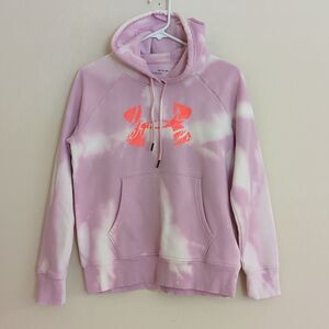 Under Armour Hoodie Purple Pink Custom Bleach Tie Dye Loose Fit Sweatshirt - XS
